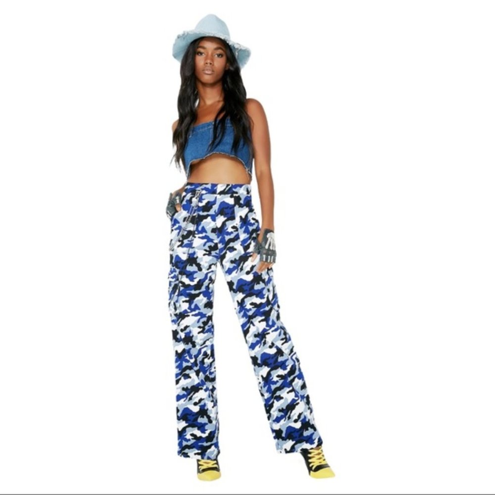 I.AM.GIA Royal Tarantino Blue Camo Pants Size Med